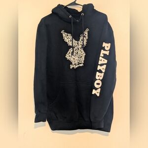 PLAYBOY Black Hoodie with White Logo